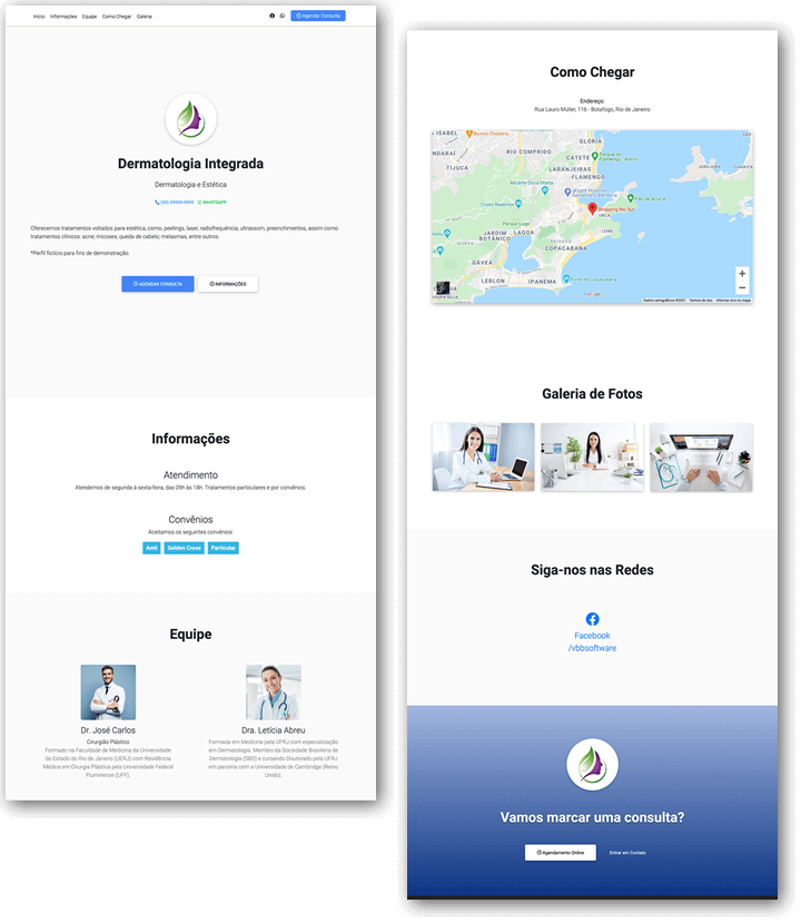 Exemplo de Site gerado pelo Consultório Live